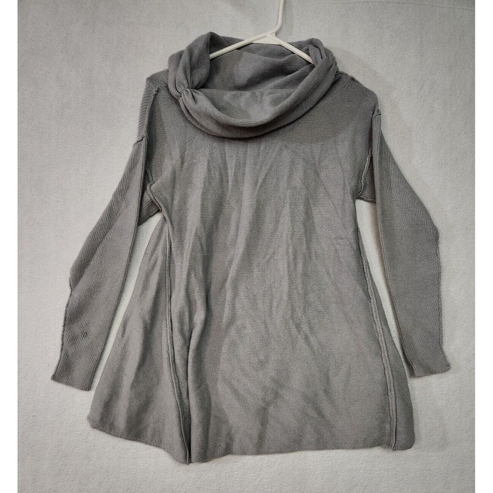 Altard State Sweater Top Size S Chunky Seam Cowl Neck Cotton Blend Gray